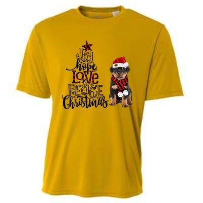 Joy Hope Love Peace Christmas Rottweiler 2020 Gift Cooling Performance Crew T-Shirt