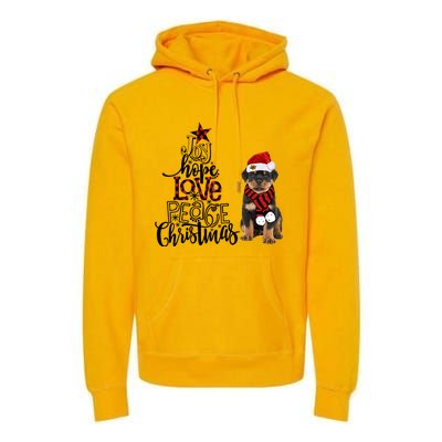 Joy Hope Love Peace Christmas Rottweiler 2020 Gift Premium Hoodie