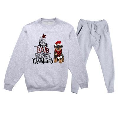 Joy Hope Love Peace Christmas Rottweiler 2020 Gift Premium Crewneck Sweatsuit Set