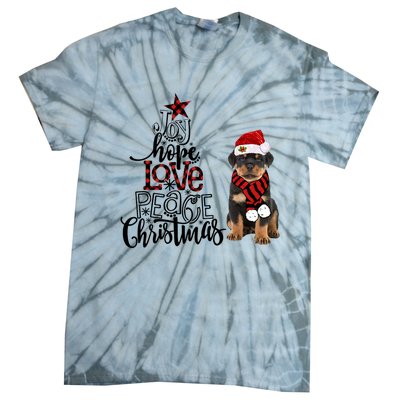 Joy Hope Love Peace Christmas Rottweiler 2020 Gift Tie-Dye T-Shirt