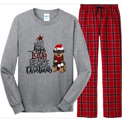 Joy Hope Love Peace Christmas Rottweiler 2020 Gift Long Sleeve Pajama Set