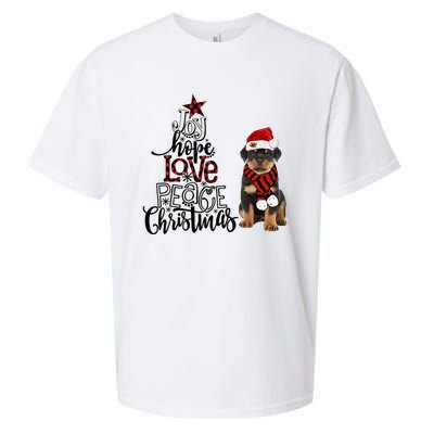 Joy Hope Love Peace Christmas Rottweiler 2020 Gift Sueded Cloud Jersey T-Shirt