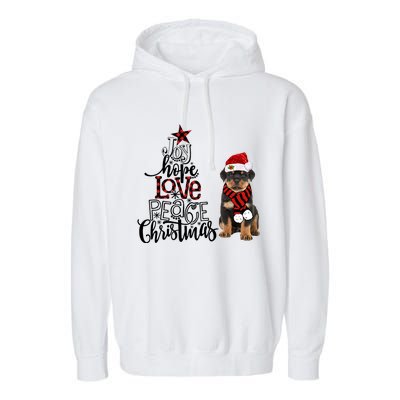 Joy Hope Love Peace Christmas Rottweiler 2020 Gift Garment-Dyed Fleece Hoodie