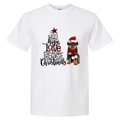 Joy Hope Love Peace Christmas Rottweiler 2020 Gift Garment-Dyed Heavyweight T-Shirt