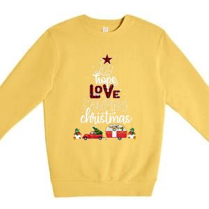 Joy Hope Love Camping Christmas Funny Camping Christmas Tree Gift Premium Crewneck Sweatshirt