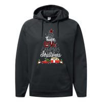 Joy Hope Love Camping Christmas Funny Camping Christmas Tree Gift Performance Fleece Hoodie