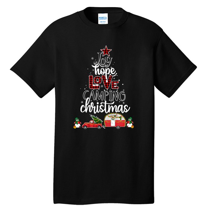 Joy Hope Love Camping Christmas Funny Camping Christmas Tree Gift Tall T-Shirt