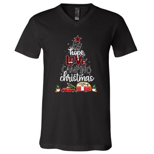 Joy Hope Love Camping Christmas Funny Camping Christmas Tree Gift V-Neck T-Shirt