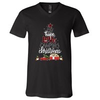 Joy Hope Love Camping Christmas Funny Camping Christmas Tree Gift V-Neck T-Shirt