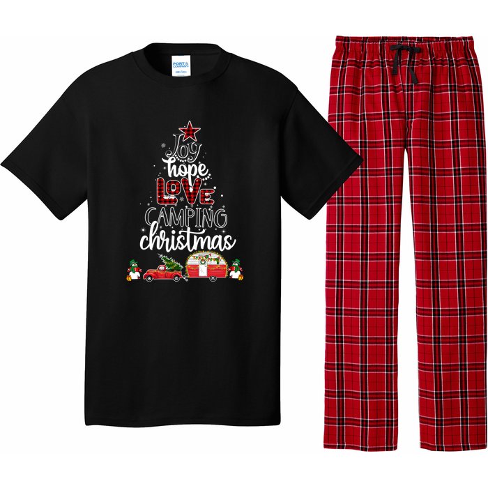 Joy Hope Love Camping Christmas Funny Camping Christmas Tree Gift Pajama Set