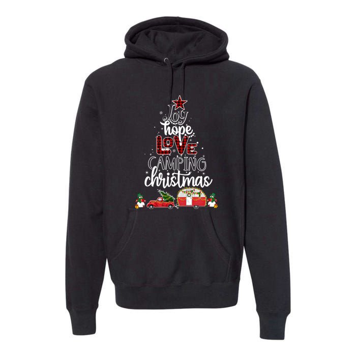 Joy Hope Love Camping Christmas Funny Camping Christmas Tree Gift Premium Hoodie