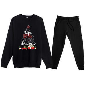 Joy Hope Love Camping Christmas Funny Camping Christmas Tree Gift Premium Crewneck Sweatsuit Set