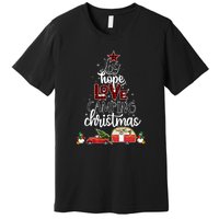 Joy Hope Love Camping Christmas Funny Camping Christmas Tree Gift Premium T-Shirt