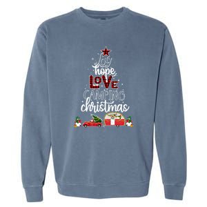 Joy Hope Love Camping Christmas Funny Camping Christmas Tree Gift Garment-Dyed Sweatshirt