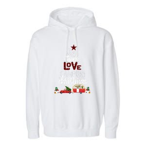 Joy Hope Love Camping Christmas Funny Camping Christmas Tree Gift Garment-Dyed Fleece Hoodie