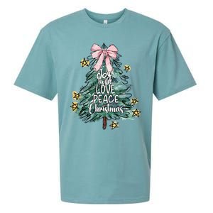 Joy Hope Love Peace Christmas Tree Coquette Bow Xmas Girl Sueded Cloud Jersey T-Shirt