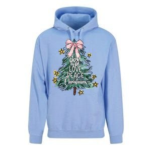 Joy Hope Love Peace Christmas Tree Coquette Bow Xmas Girl Unisex Surf Hoodie