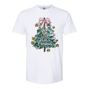 Joy Hope Love Peace Christmas Tree Coquette Bow Xmas Girl Softstyle CVC T-Shirt