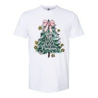 Joy Hope Love Peace Christmas Tree Coquette Bow Xmas Girl Softstyle CVC T-Shirt