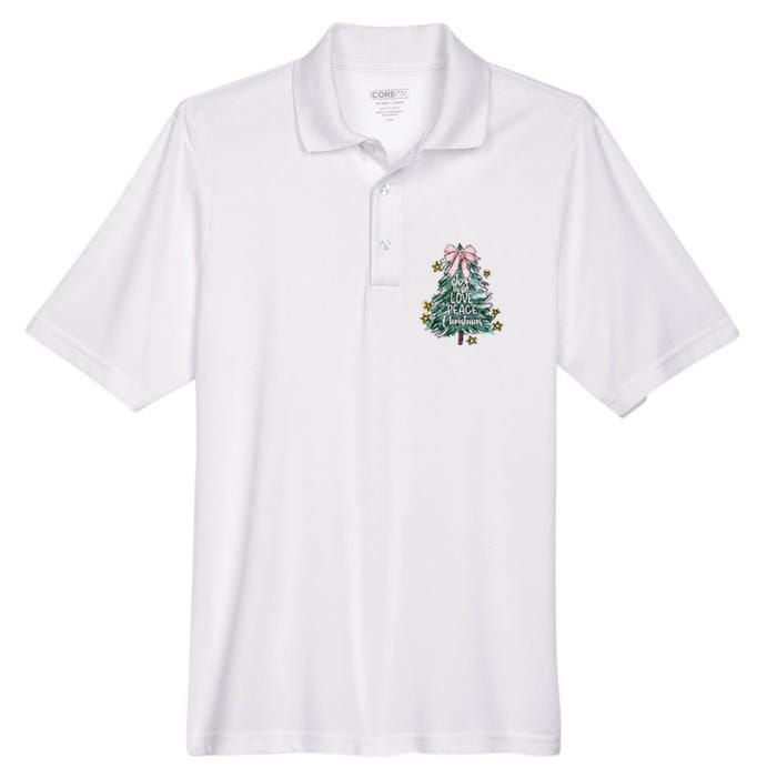 Joy Hope Love Peace Christmas Tree Coquette Bow Xmas Girl Men's Origin Performance Pique Polo