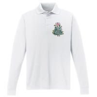 Joy Hope Love Peace Christmas Tree Coquette Bow Xmas Girl Performance Long Sleeve Polo