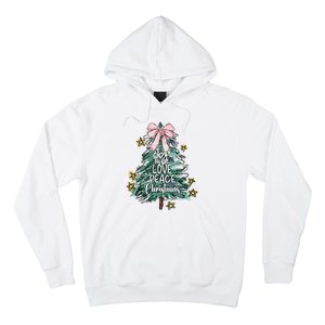 Joy Hope Love Peace Christmas Tree Coquette Bow Xmas Girl Hoodie