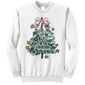 Joy Hope Love Peace Christmas Tree Coquette Bow Xmas Girl Sweatshirt