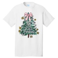 Joy Hope Love Peace Christmas Tree Coquette Bow Xmas Girl Tall T-Shirt