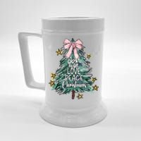 Joy Hope Love Peace Christmas Tree Coquette Bow Xmas Girl Beer Stein