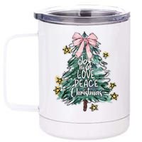 Joy Hope Love Peace Christmas Tree Coquette Bow Xmas Girl 12 oz Stainless Steel Tumbler Cup