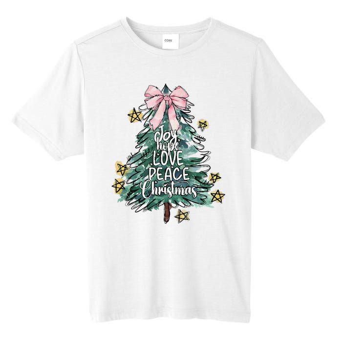 Joy Hope Love Peace Christmas Tree Coquette Bow Xmas Girl Tall Fusion ChromaSoft Performance T-Shirt