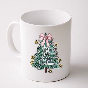 Joy Hope Love Peace Christmas Tree Coquette Bow Xmas Girl Coffee Mug