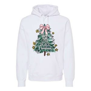 Joy Hope Love Peace Christmas Tree Coquette Bow Xmas Girl Premium Hoodie