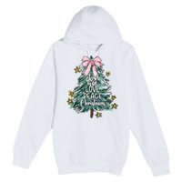 Joy Hope Love Peace Christmas Tree Coquette Bow Xmas Girl Premium Pullover Hoodie