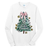 Joy Hope Love Peace Christmas Tree Coquette Bow Xmas Girl Tall Long Sleeve T-Shirt