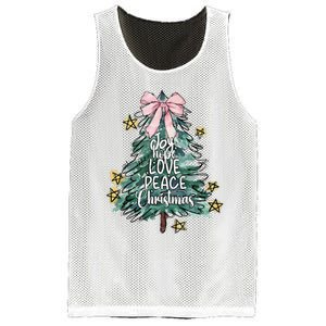 Joy Hope Love Peace Christmas Tree Coquette Bow Xmas Girl Mesh Reversible Basketball Jersey Tank