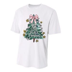 Joy Hope Love Peace Christmas Tree Coquette Bow Xmas Girl Performance Sprint T-Shirt