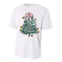 Joy Hope Love Peace Christmas Tree Coquette Bow Xmas Girl Performance Sprint T-Shirt