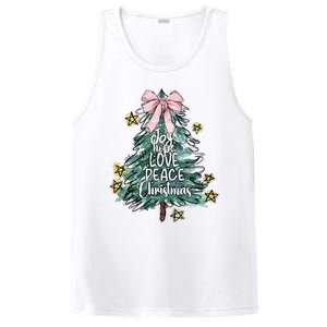 Joy Hope Love Peace Christmas Tree Coquette Bow Xmas Girl PosiCharge Competitor Tank