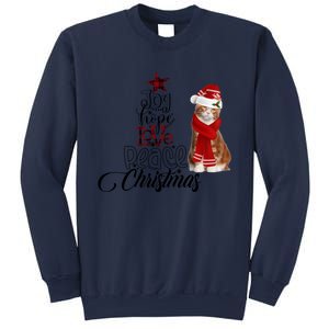 Joy Hope Love Peace Christmas Cat Decor Lights Xmas Gift Sweatshirt