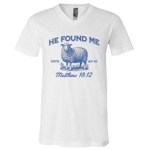 Jesus He Left The 99 To Find Me Christian V-Neck T-Shirt