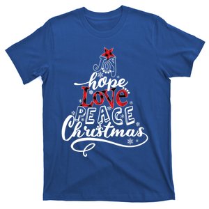 Joy Hope Love Peace Christmas Gift Cute Buffalo Plaid Xmas Cool Gift T-Shirt