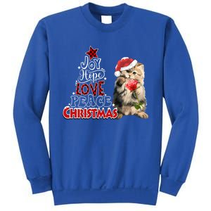 Joy Hope Love Peace Christmas Tree Cat Holiday Xmas Great Gift Sweatshirt