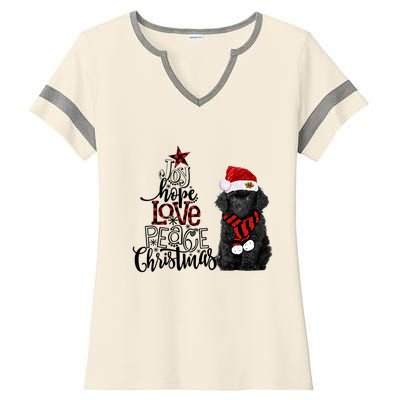 Joy Hope Love Peace Christmas Black Toy Poodle 2020 Funny Gift Ladies Halftime Notch Neck Tee