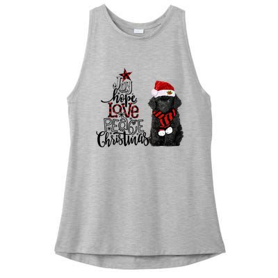 Joy Hope Love Peace Christmas Black Toy Poodle 2020 Funny Gift Ladies PosiCharge Tri-Blend Wicking Tank