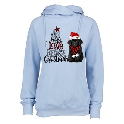 Joy Hope Love Peace Christmas Black Toy Poodle 2020 Funny Gift Womens Funnel Neck Pullover Hood