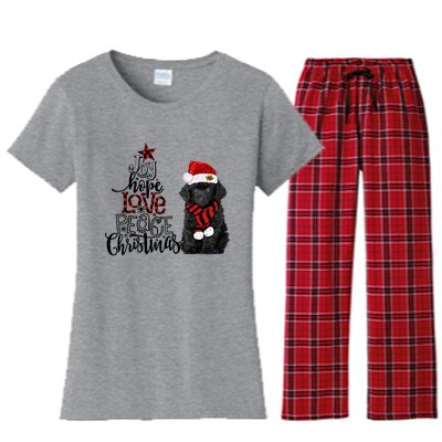 Joy Hope Love Peace Christmas Black Toy Poodle 2020 Funny Gift Women's Flannel Pajama Set