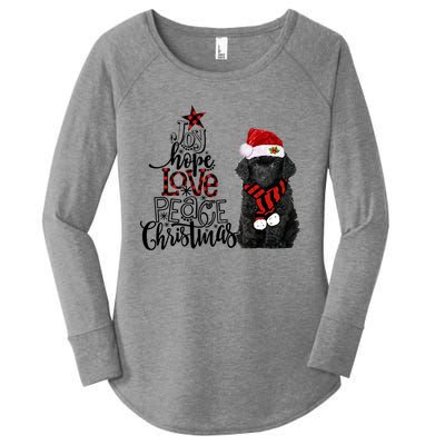 Joy Hope Love Peace Christmas Black Toy Poodle 2020 Funny Gift Women's Perfect Tri Tunic Long Sleeve Shirt