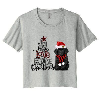 Joy Hope Love Peace Christmas Black Toy Poodle 2020 Funny Gift Women's Crop Top Tee