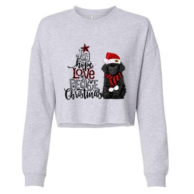 Joy Hope Love Peace Christmas Black Toy Poodle 2020 Funny Gift Cropped Pullover Crew